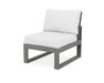 POLYWOOD Edge Modular Armless Chair in Mahogany with Sancy Shale fabric