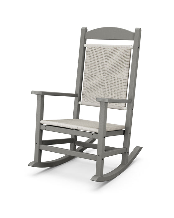 POLYWOOD Presidential Woven Rocking Chair in Grey / White Loom