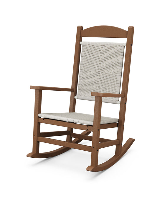 POLYWOOD Presidential Woven Rocking Chair in Teak / White Loom