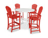 POLYWOOD 5 Piece Palm Coast Bar Set in Sunset Red / White