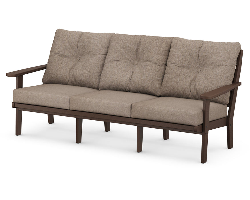 POLYWOOD Lakeside Deep Seating Sofa in Mahogany with Spiced Burlap fabric