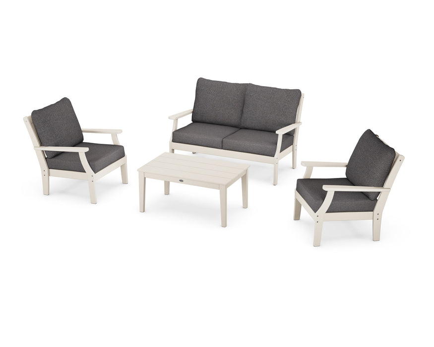 POLYWOOD Braxton 4-Piece Deep Seating Chair Set in Black with Grey Mist fabric
