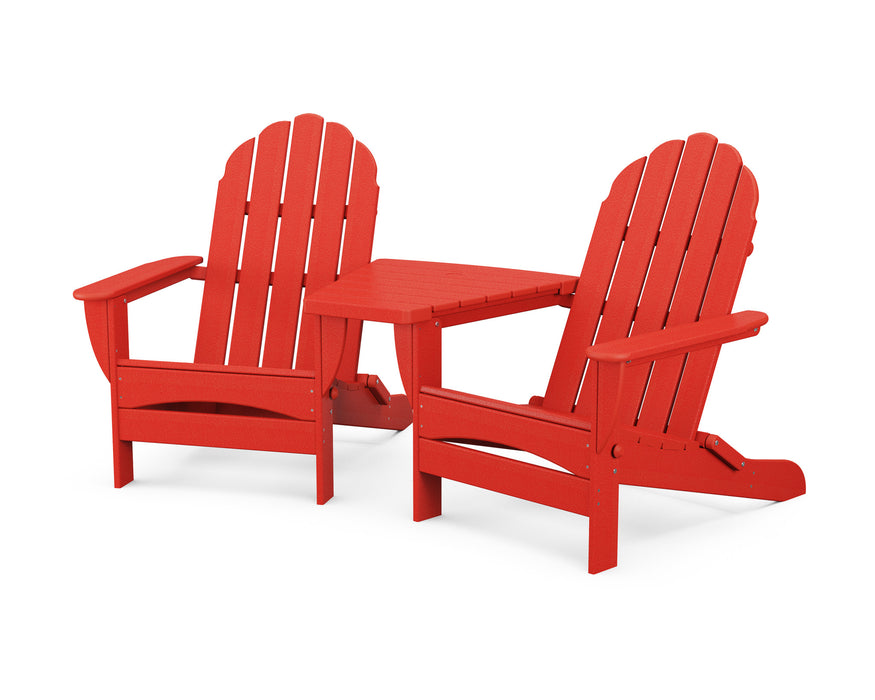 POLYWOOD Classic Oversized Adirondacks with Connecting Table in Sunset Red