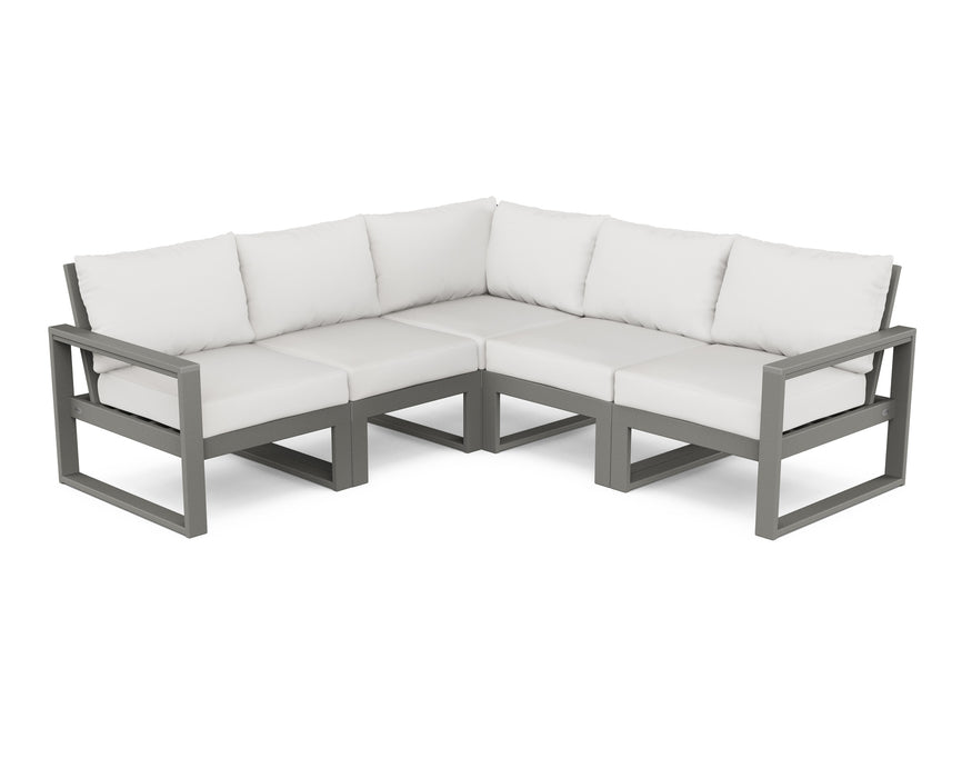 POLYWOOD EDGE 5-Piece Modular Deep Seating Set in Slate Grey with Natural Linen fabric