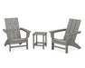 POLYWOOD Modern 3-Piece Adirondack Set with Long Island 18" Side Table in Slate Grey