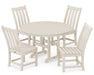 POLYWOOD Vineyard 5-Piece Round Side Chair Dining Set in Sand