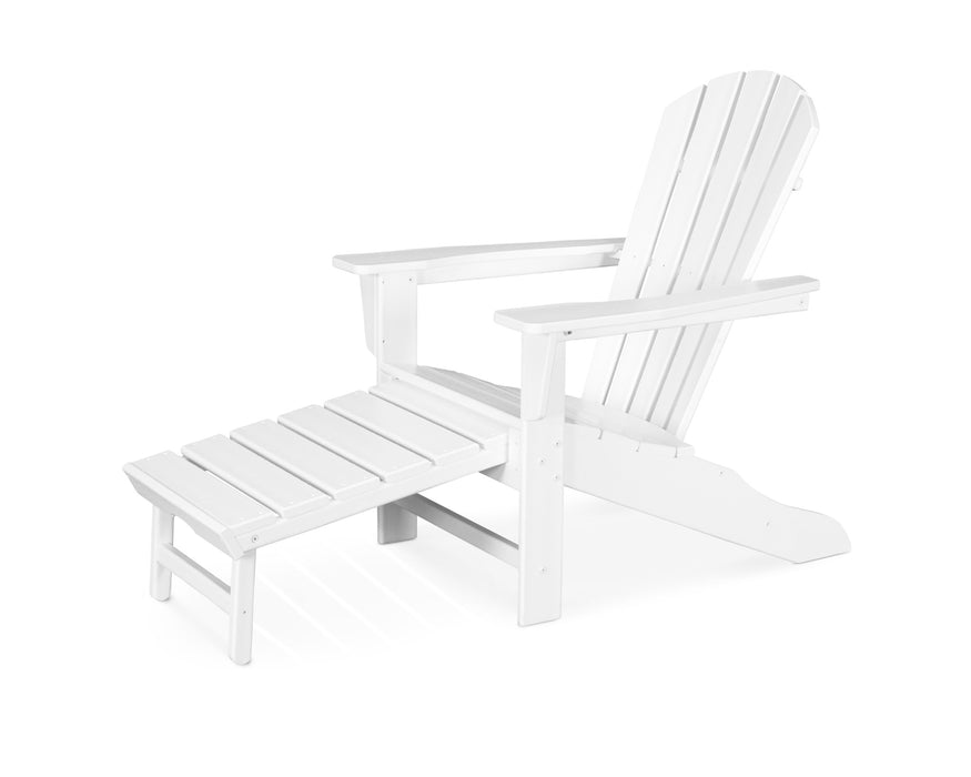 POLYWOOD Palm Coast Ultimate Adirondack with Hideaway Ottoman in White