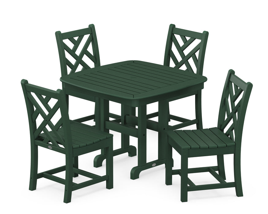 POLYWOOD Chippendale 5-Piece Side Chair Dining Set in Green