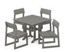 POLYWOOD EDGE 5-Piece Farmhouse Trestle Side Chair Dining Set in Slate Grey
