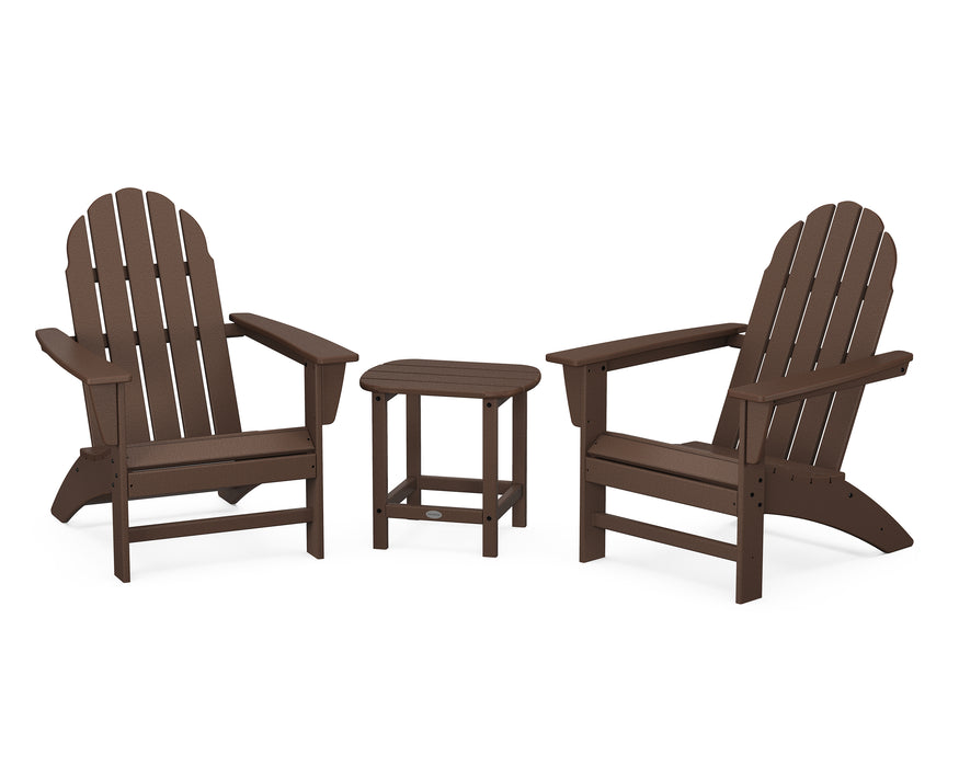 POLYWOOD Vineyard 3-Piece Adirondack Set with South Beach 18" Side Table in Mahogany