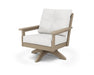 POLYWOOD Vineyard Deep Seating Swivel Chair in Vintage White with Air Blue fabric