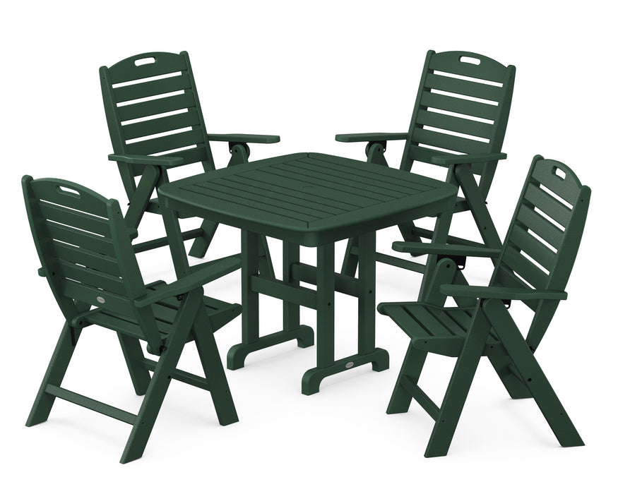 POLYWOOD Nautical Highback 5-Piece Dining Set in Green