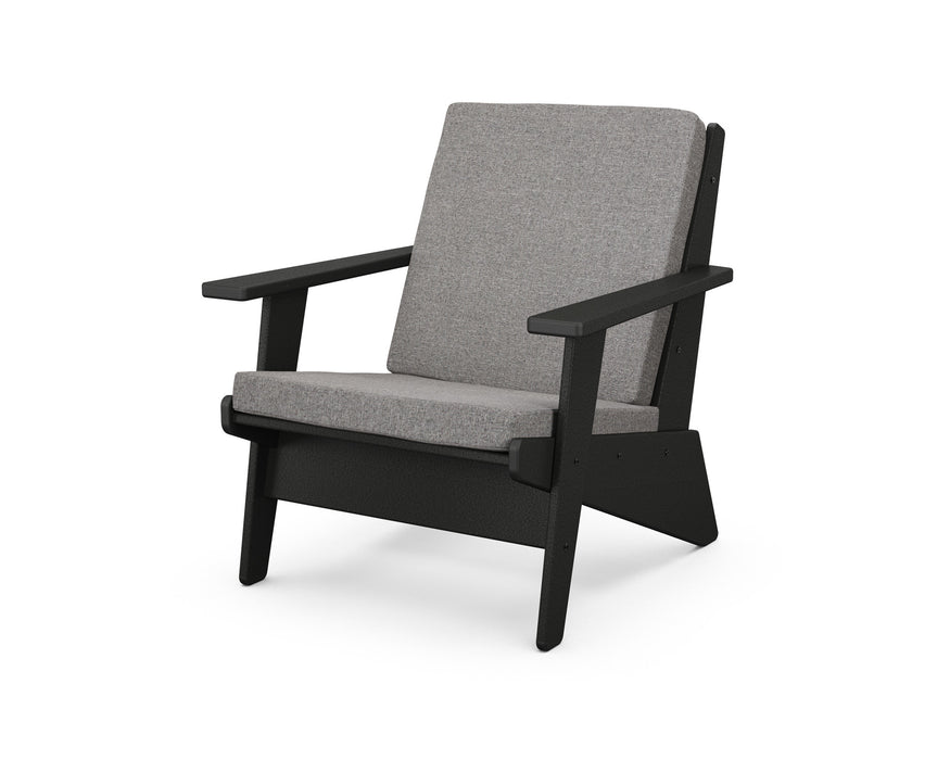 POLYWOOD Riviera Modern Lounge Chair in Slate Grey with Natural fabric