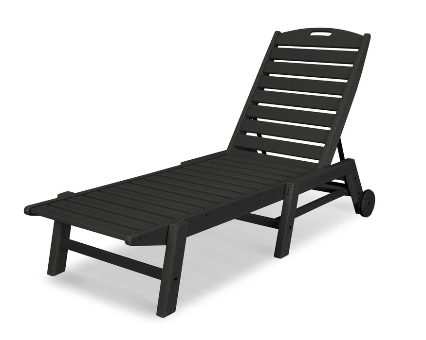 POLYWOOD Nautical Chaise with Wheels in Black