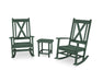 POLYWOOD Braxton 3-Piece Porch Rocking Chair Set in Green