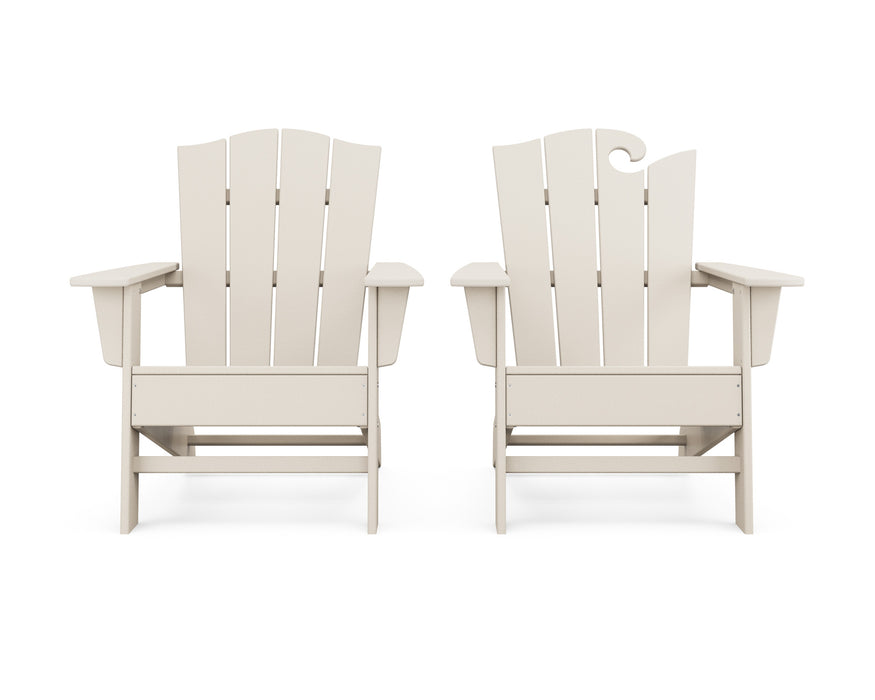 POLYWOOD Wave 2-Piece Adirondack Chair Set with The Crest Chair in Sand