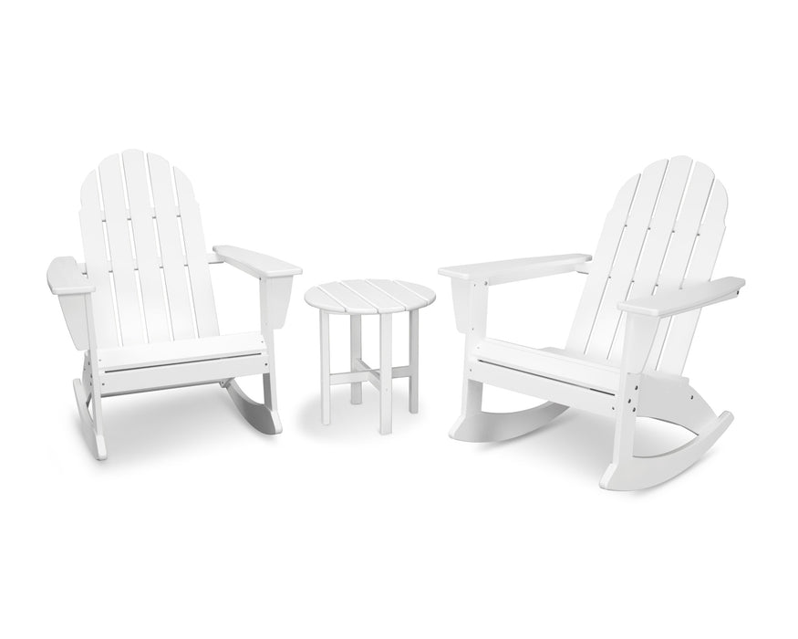 POLYWOOD Vineyard 3-Piece Adirondack Rocking Chair Set in White