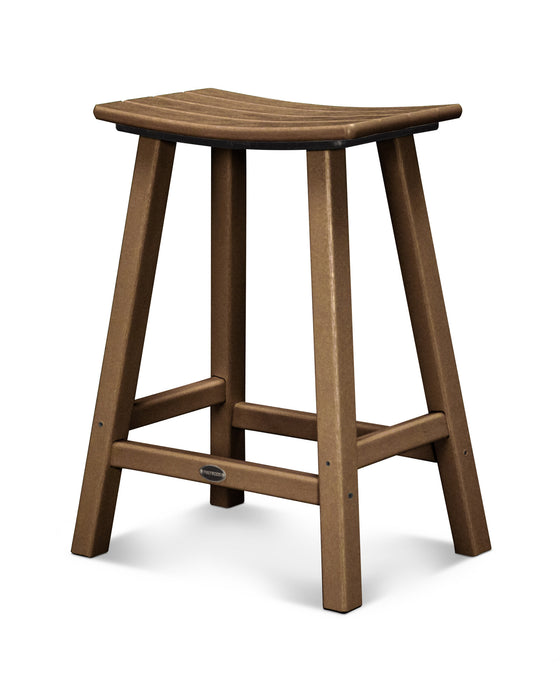 POLYWOOD Traditional 24" Saddle Counter Stool in Teak