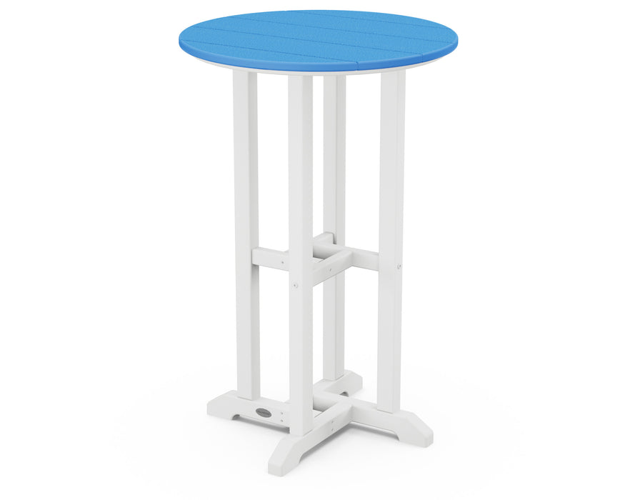 POLYWOOD® Contempo 24" Round Counter Table in White / Pacific Blue
