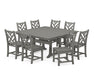 POLYWOOD Chippendale 9-Piece Farmhouse Trestle Dining Set in Slate Grey