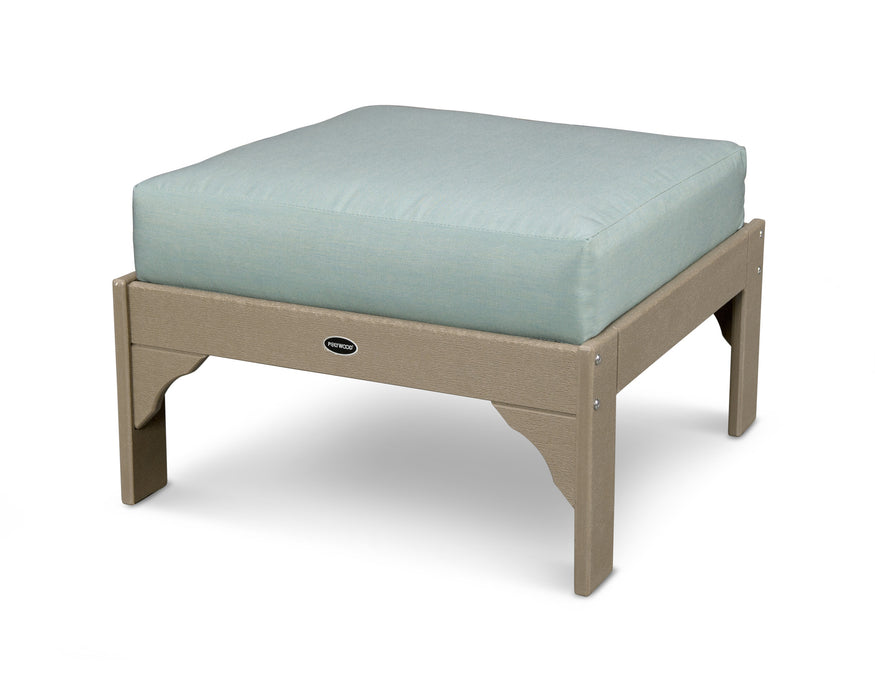 POLYWOOD Vineyard Deep Seating Ottoman in Sand with Ash Charcoal fabric
