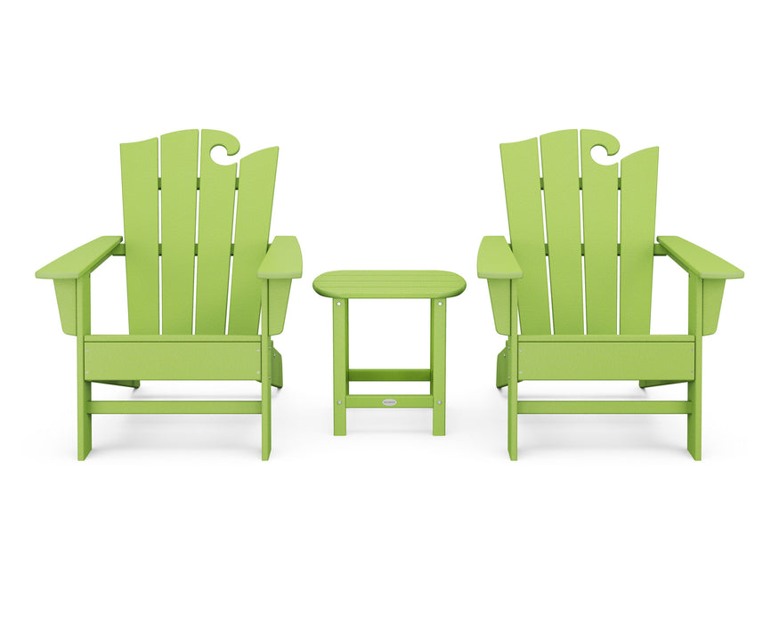 POLYWOOD Wave 3-Piece Adirondack Set with The Ocean Chair in Lime