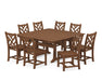 POLYWOOD Chippendale 9-Piece Nautical Trestle Dining Set in Teak
