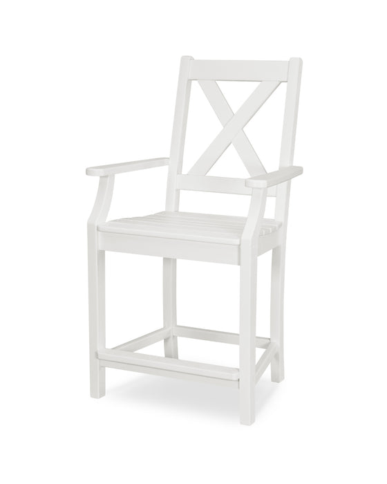 POLYWOOD Braxton Counter Arm Chair in White