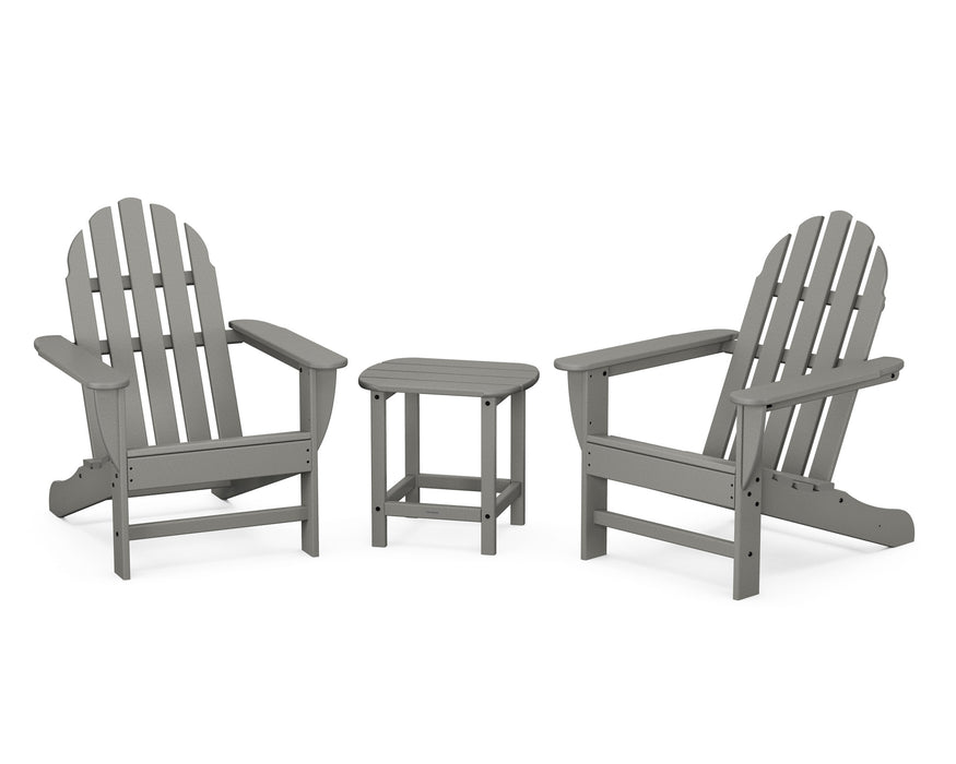 POLYWOOD Classic Adirondack 3-Piece Set with South Beach 18" Side Table in Slate Grey