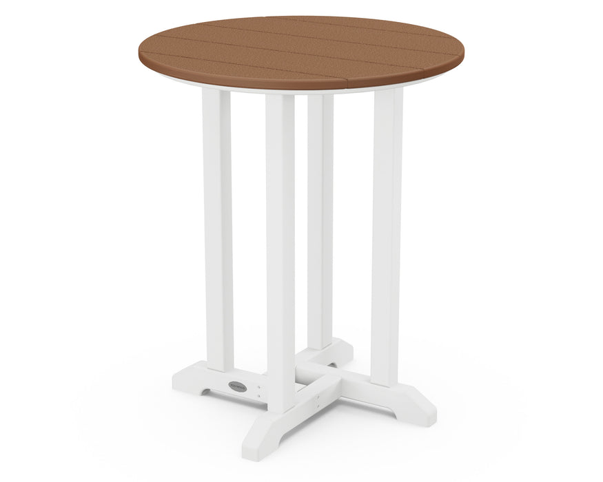POLYWOOD® Contempo 24" Round Dining Table in White / Teak
