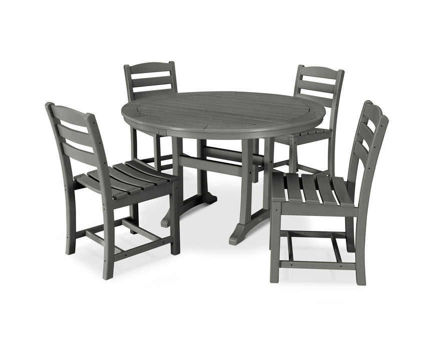 POLYWOOD 5 Piece La Casa Side Chair Dining Set in Slate Grey