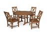 POLYWOOD Braxton 5-Piece Nautical Trestle Arm Chair Dining Set in Teak