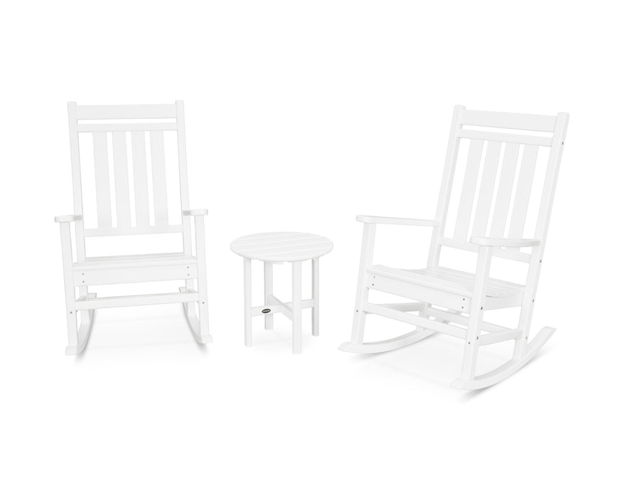 POLYWOOD Estate 3-Piece Rocking Chair Set in White