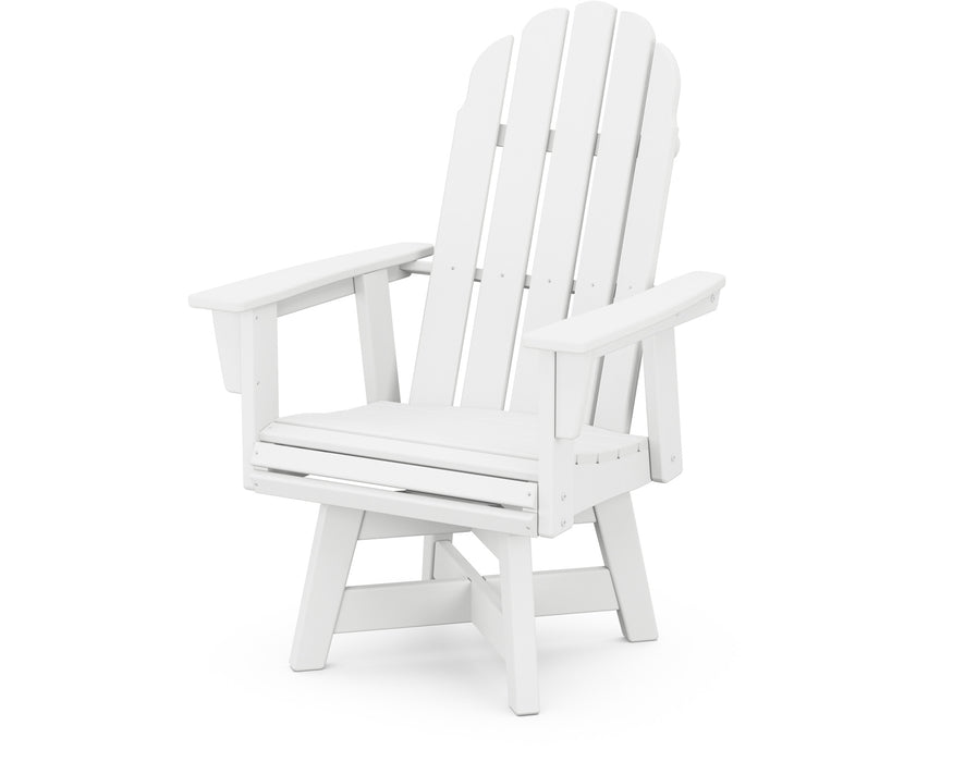 POLYWOOD Vineyard Curveback Adirondack Swivel Dining Chair in White