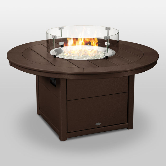 POLYWOOD Round 48" Fire Pit Table in Mahogany