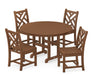 POLYWOOD Chippendale 5-Piece Round Side Chair Dining Set in Teak