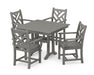 POLYWOOD Chippendale 5-Piece Farmhouse Trestle Arm Chair Dining Set in Slate Grey