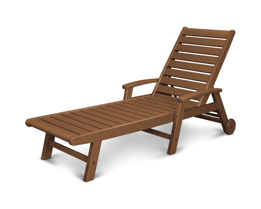 POLYWOOD Signature Chaise with Wheels in Teak