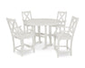 POLYWOOD Braxton 5-Piece Nautical Trestle Arm Chair Counter Set in White