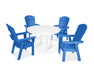 POLYWOOD Nautical Adirondack 5-Piece Round Trestle Dining Set in Pacific Blue / White