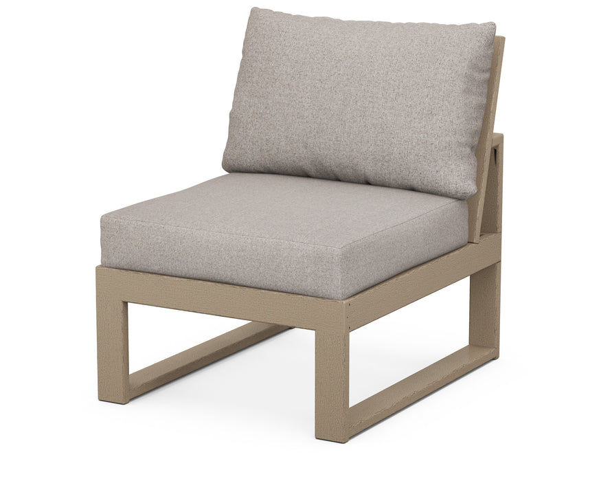 POLYWOOD Edge Modular Armless Chair in Grey with Natural Linen fabric