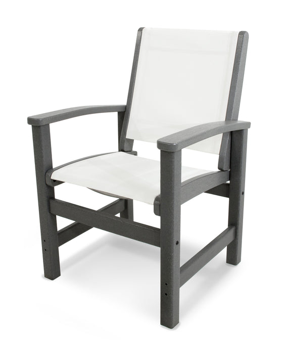 POLYWOOD Coastal Dining Chair in Slate Grey with White fabric