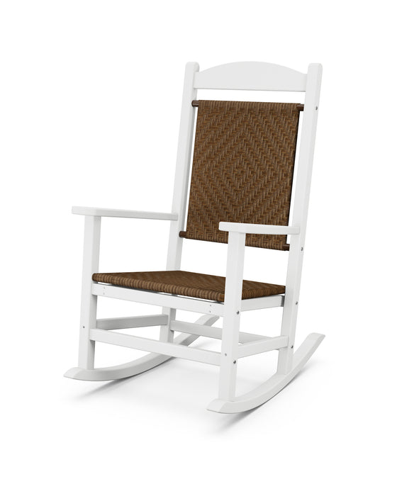 POLYWOOD Presidential Woven Rocking Chair in White / Tigerwood