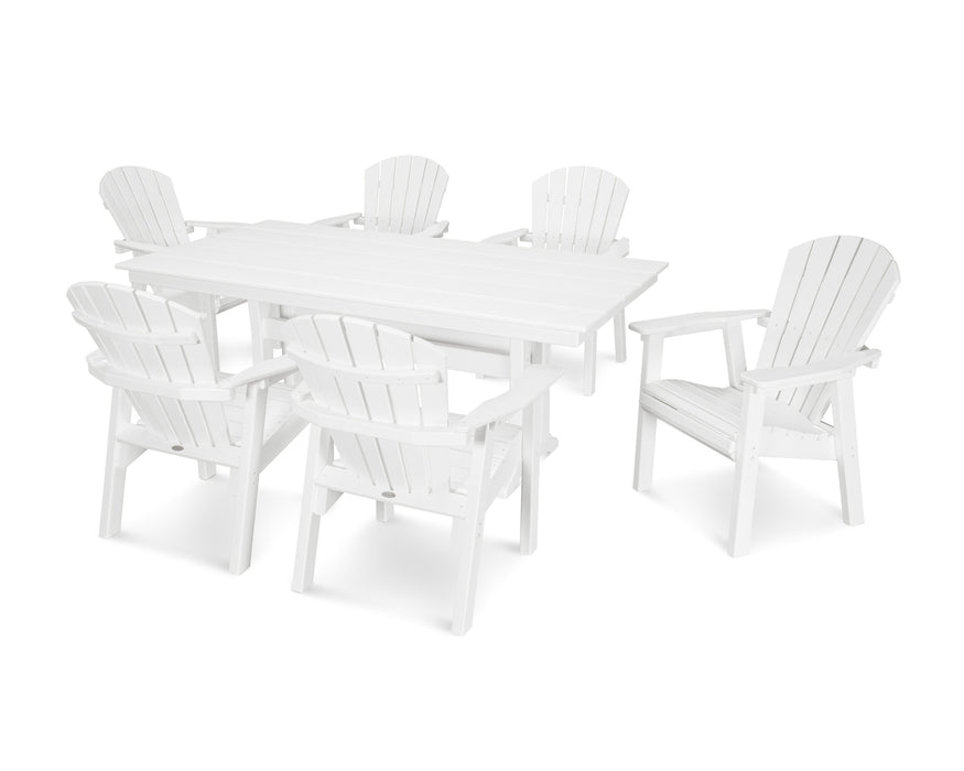 POLYWOOD 7 Piece Seashell Dining Set in White