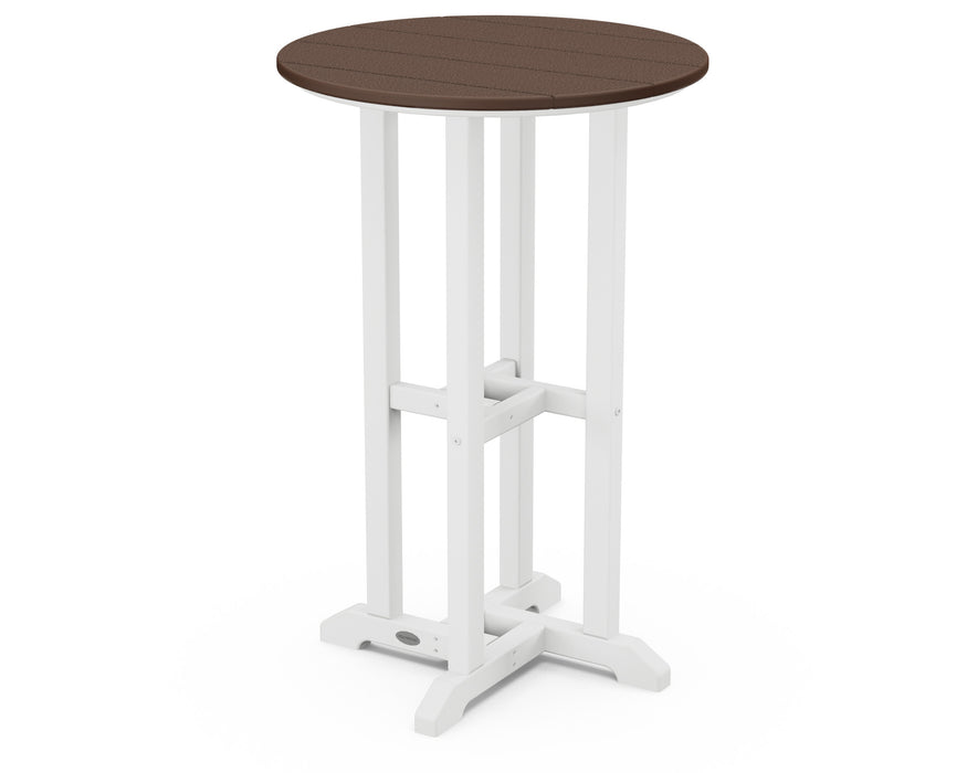 POLYWOOD® Contempo 24" Round Counter Table in White / Mahogany