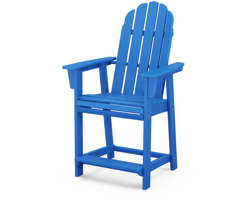 POLYWOOD® Vineyard Curveback Adirondack Counter Chair in Pacific Blue