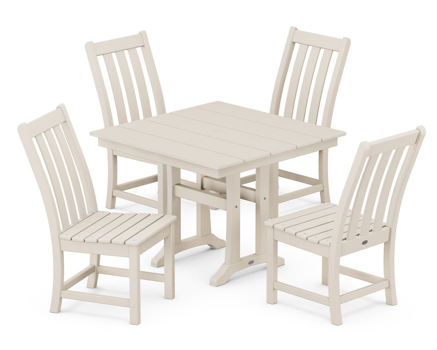 POLYWOOD Vineyard 5-Piece Farmhouse Trestle Side Chair Dining Set in Sand