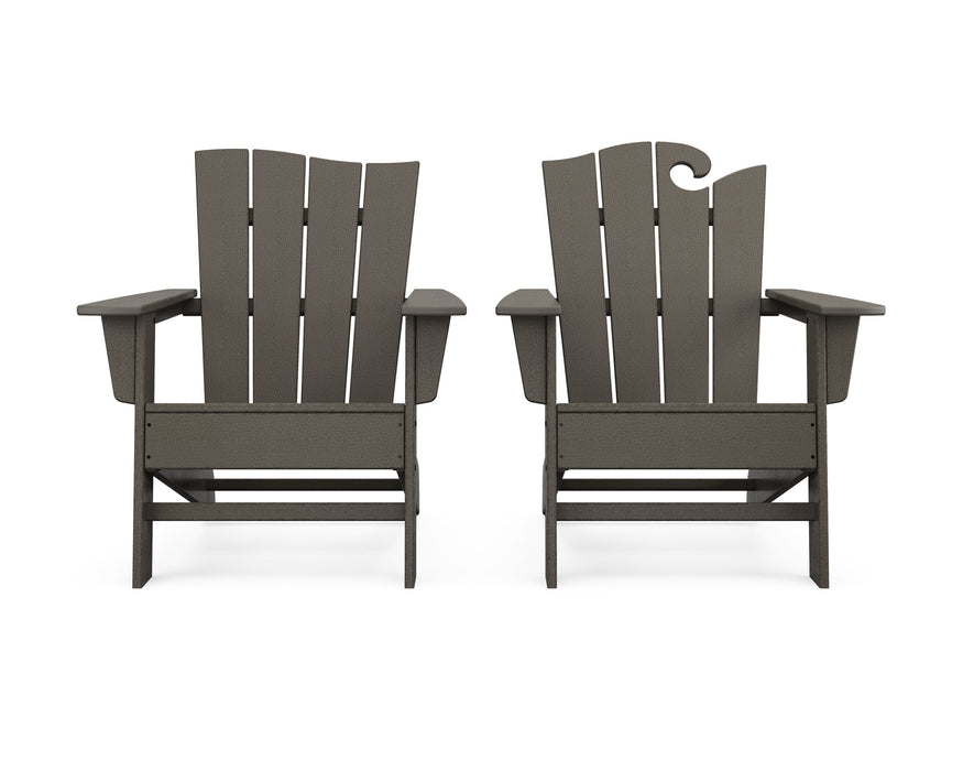 POLYWOOD Wave 2-Piece Adirondack Set with The Wave Chair Left in Vintage Coffee