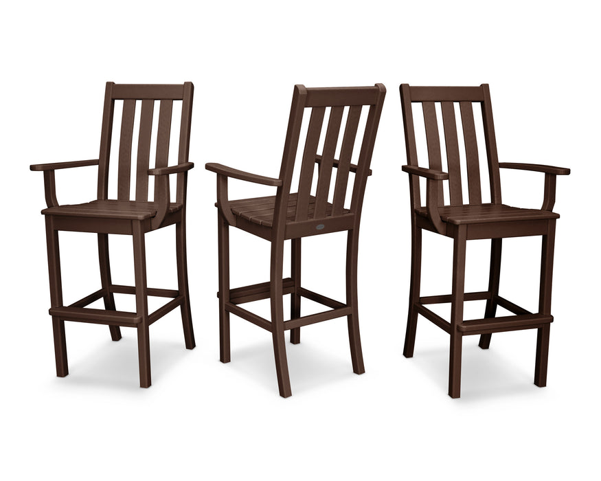 POLYWOOD Vineyard Bar Arm Chair 3-Pack in Mahogany