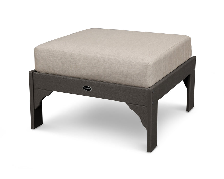 POLYWOOD Vineyard Deep Seating Ottoman in Slate Grey with Natural Linen fabric